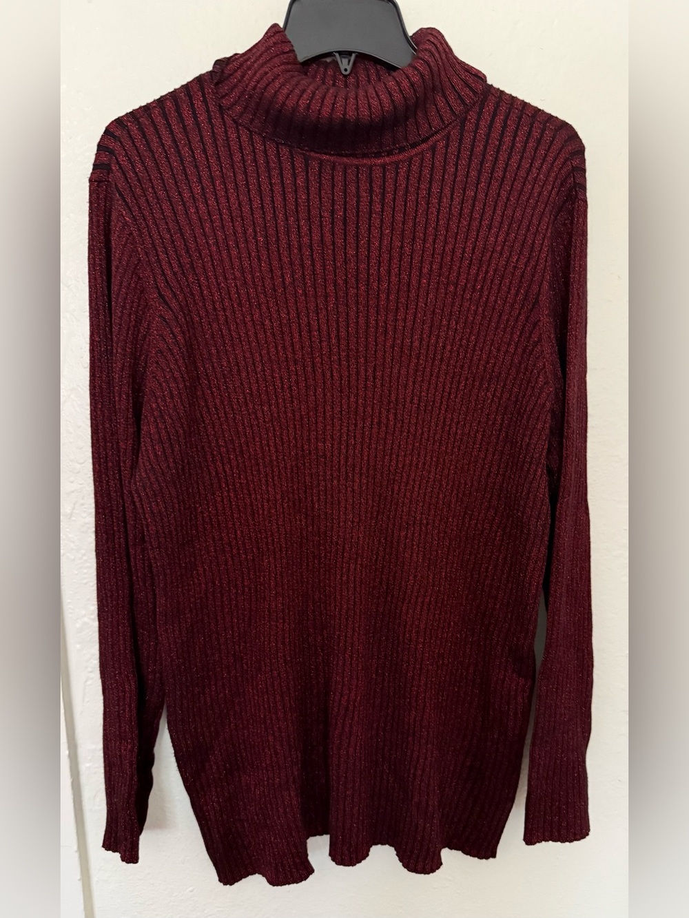 Chico's Turtleneck Women's Top 2 XL (4) Red Ribbed Long Sleeve Classic Stretch